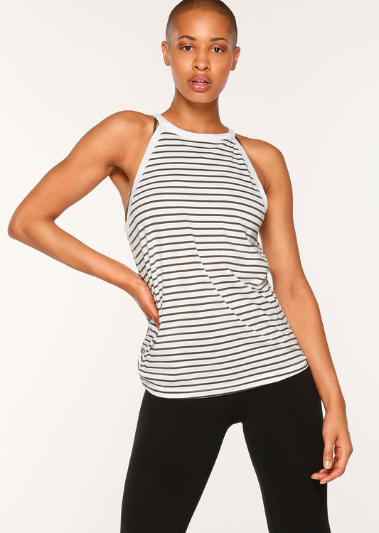 Lorna Jane Upright Tank - White/Luxury Green