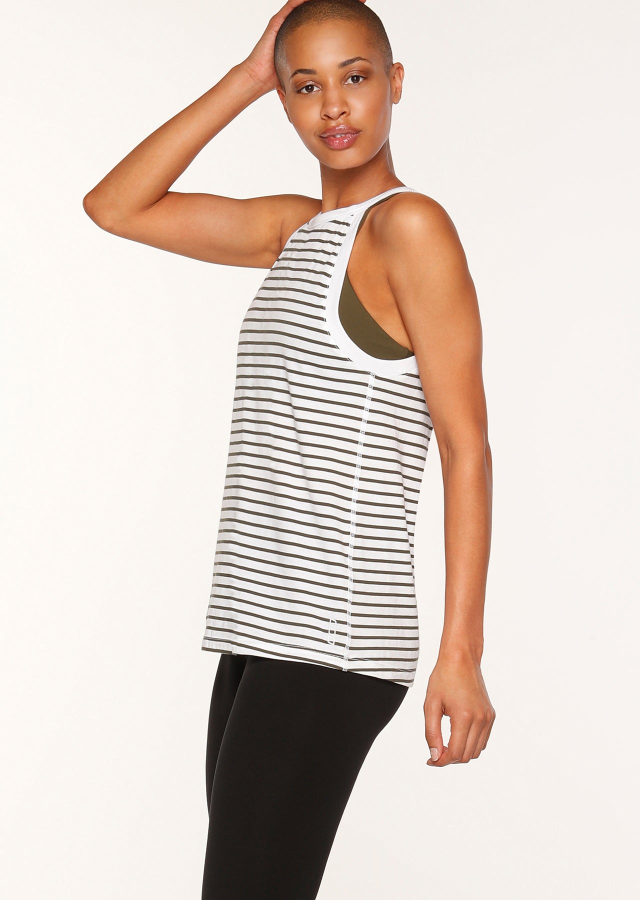 Lorna Jane Upright Tank - White/Luxury Green