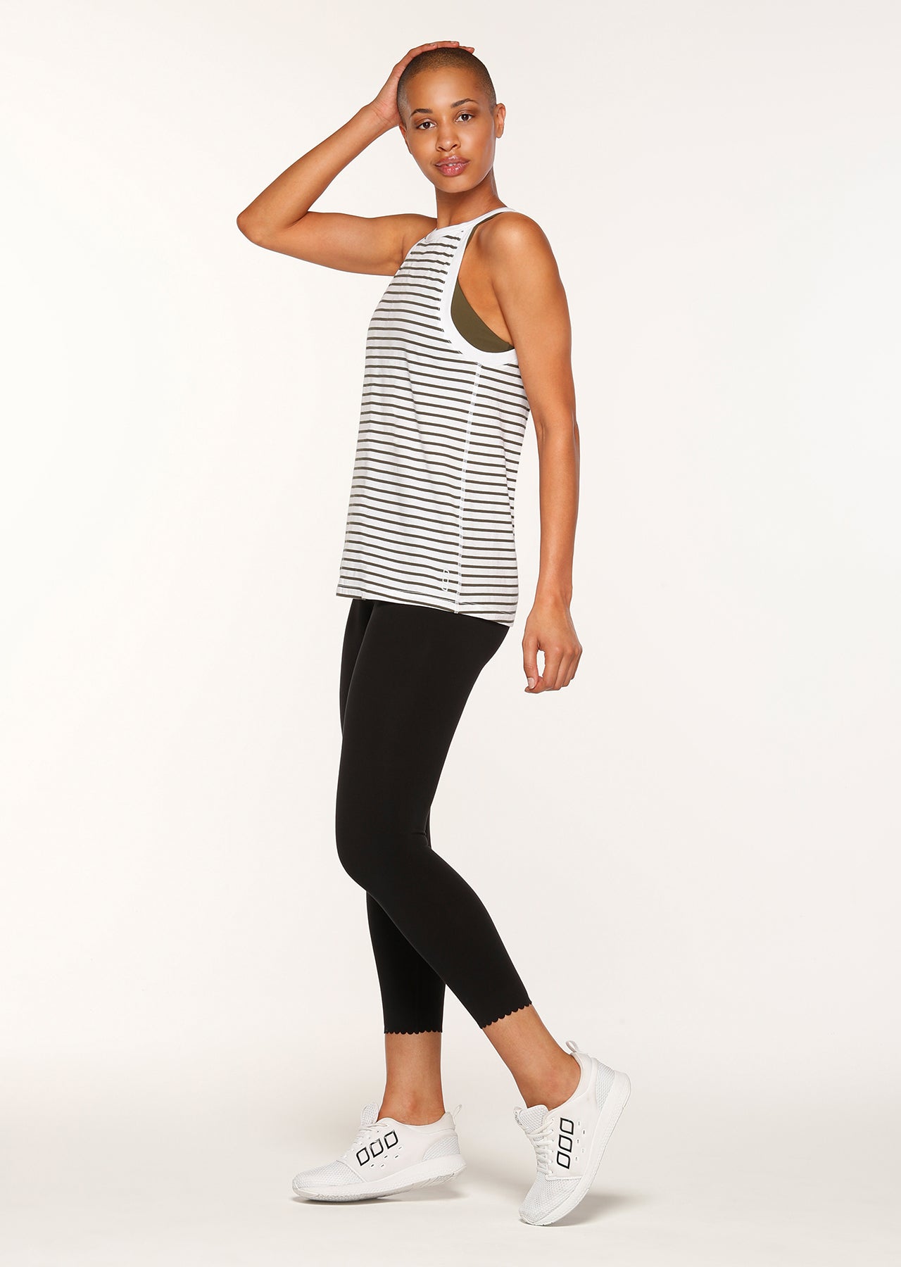 Lorna Jane Upright Tank - White/Luxury Green