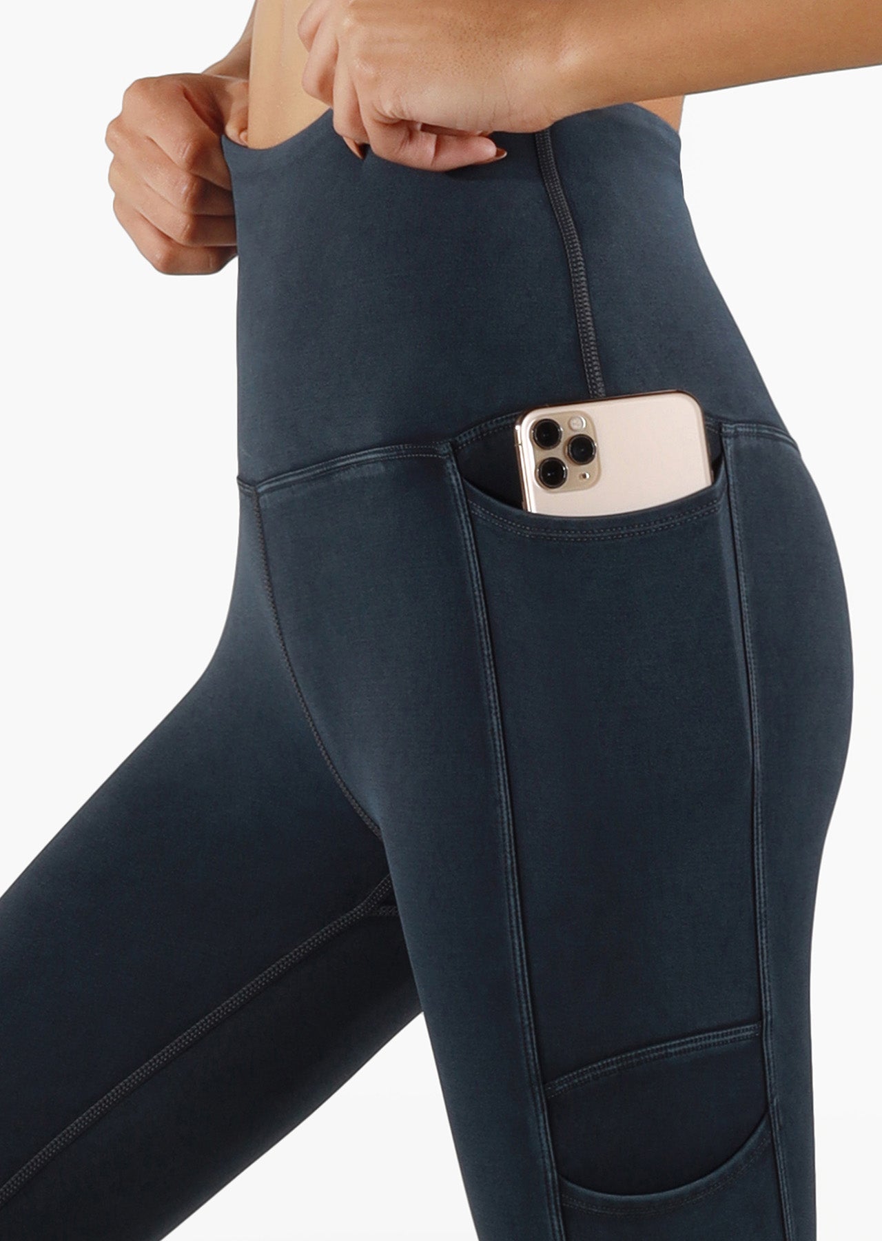 Lorna Jane Utility Pocket Ankle Biter Leggings - Snow Washed Black