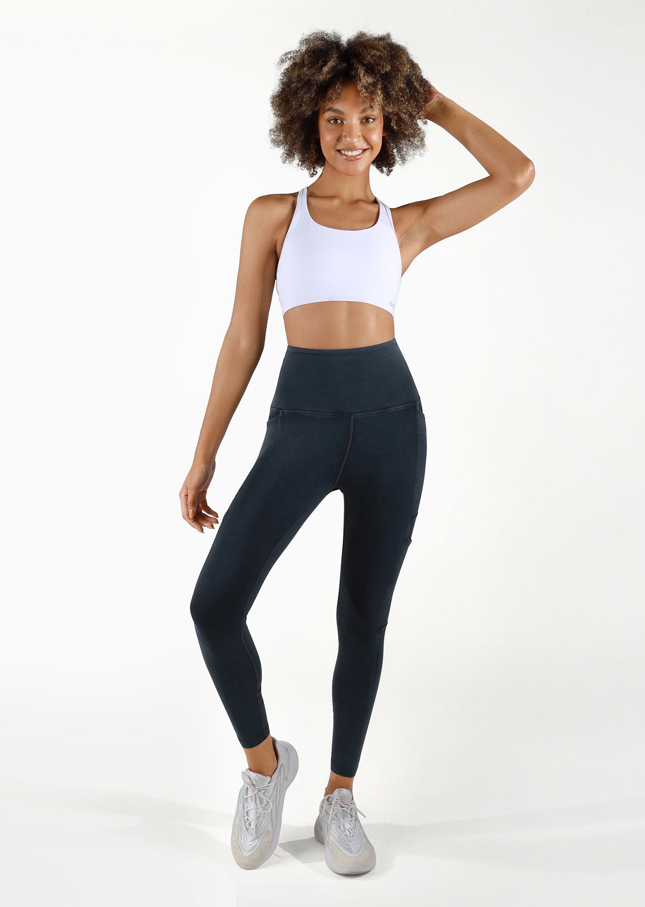 Lorna Jane Utility Pocket Ankle Biter Leggings - Snow Washed Black