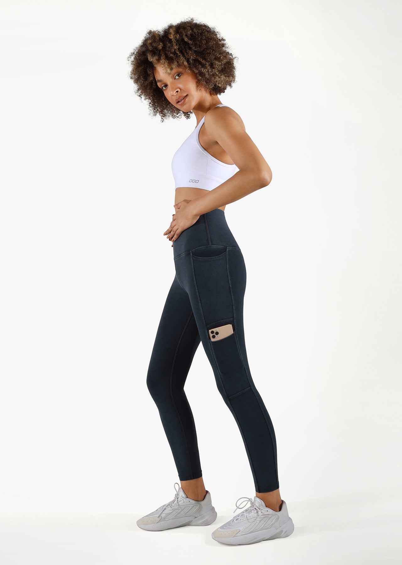 Lorna Jane Utility Pocket Ankle Biter Leggings - Snow Washed Black