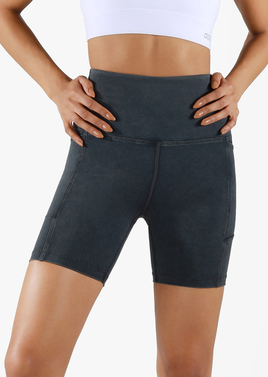 Lorna Jane Utility Pocket Bike Shorts - Snow Washed Black