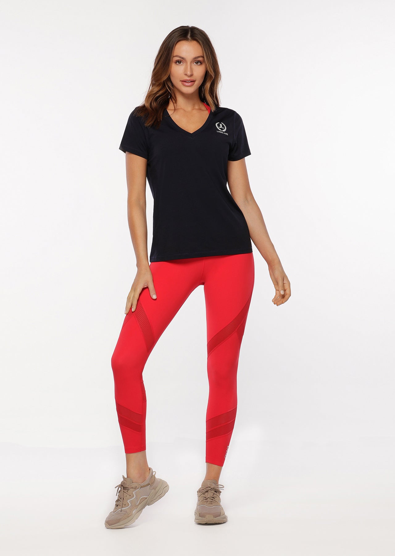 Lorna Jane V-Neck Active Short Sleeve - French Navy Marl