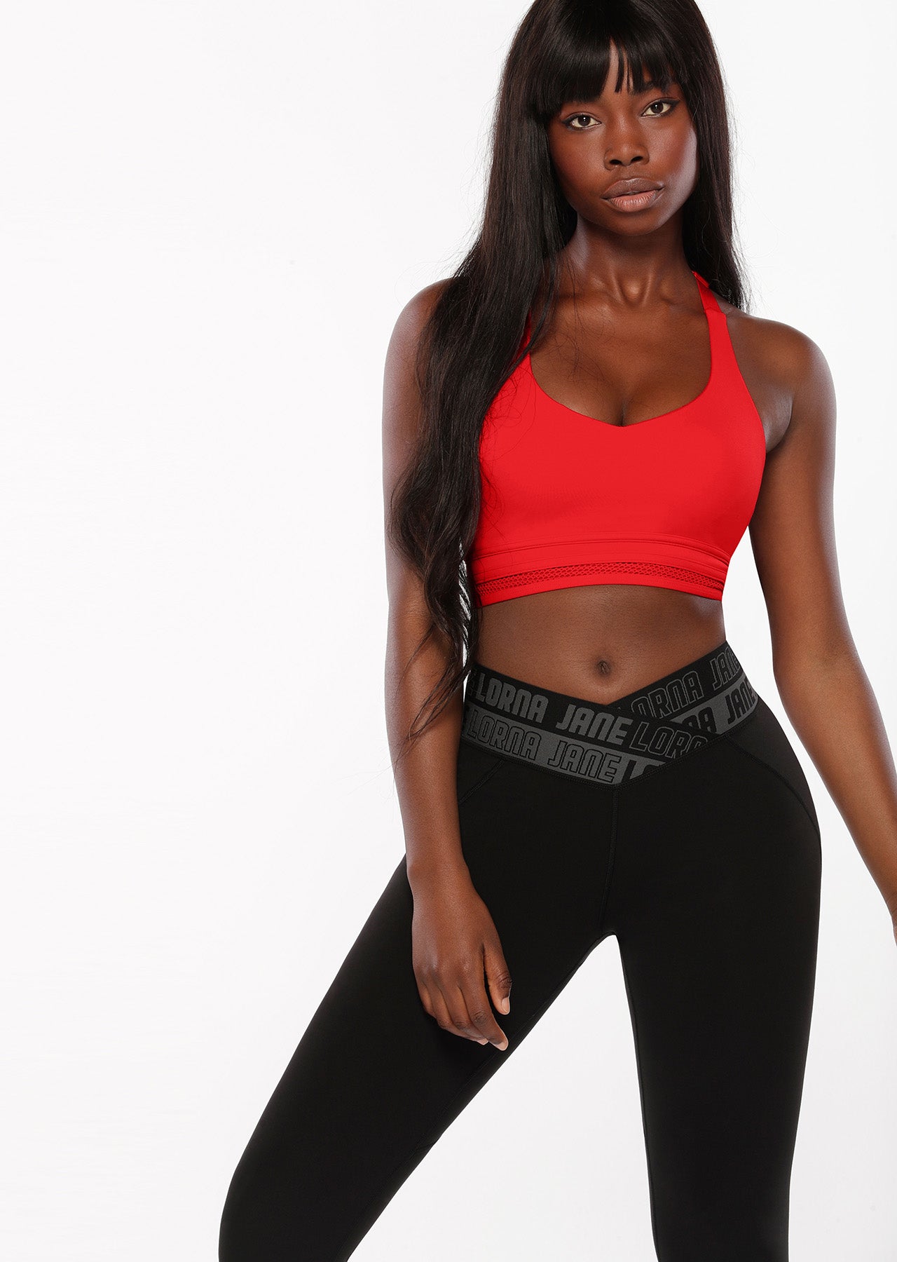 Lorna Jane V Neck Mesh Sports Bra - Paprika