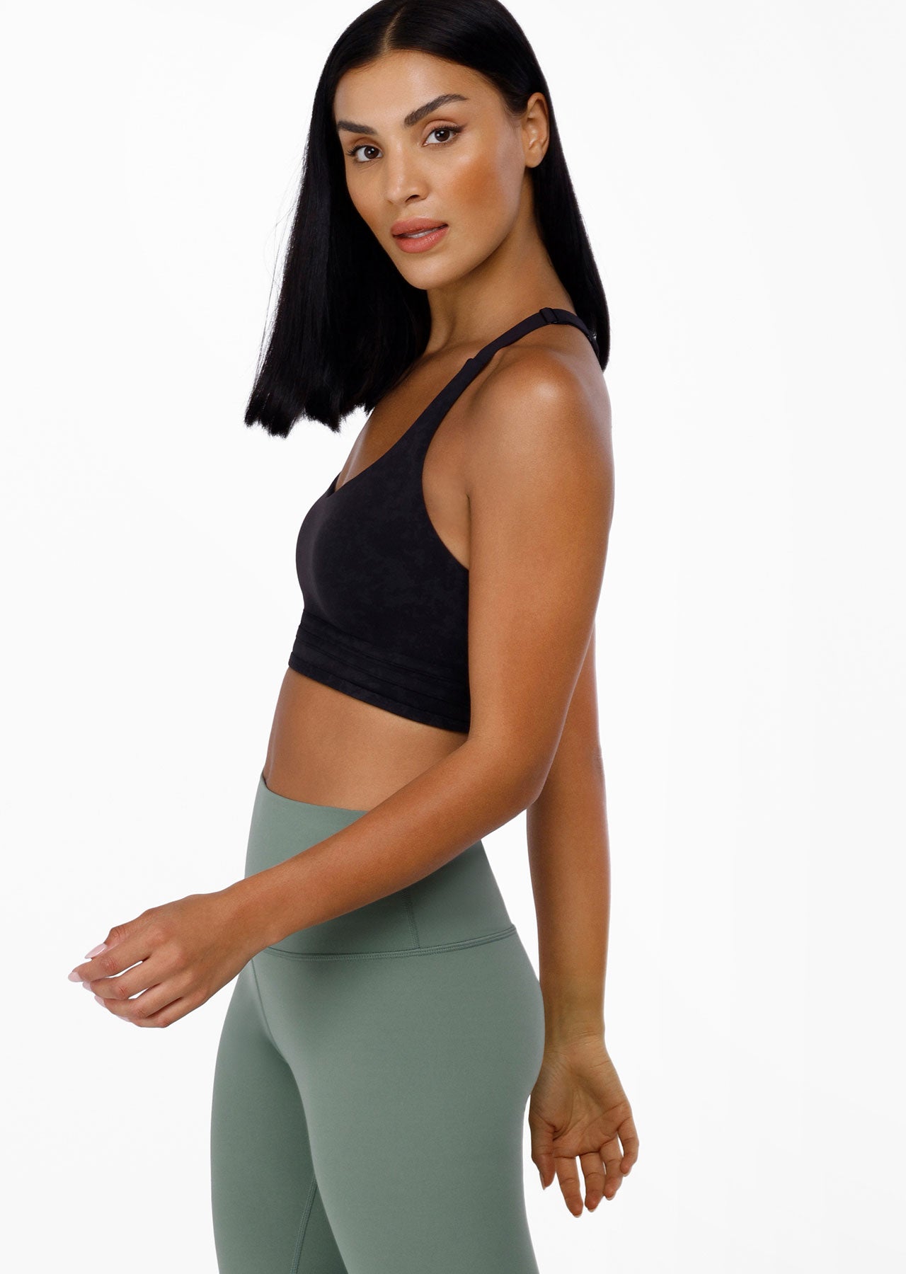 Lorna Jane V Neck Sports Bra - Washed Black