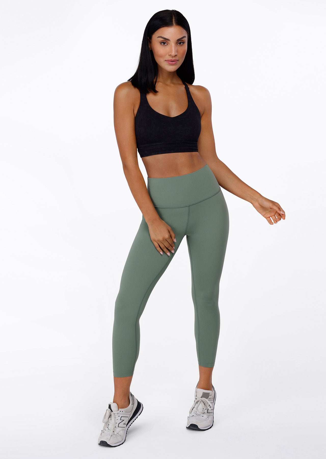 Lorna Jane V Neck Sports Bra - Washed Black