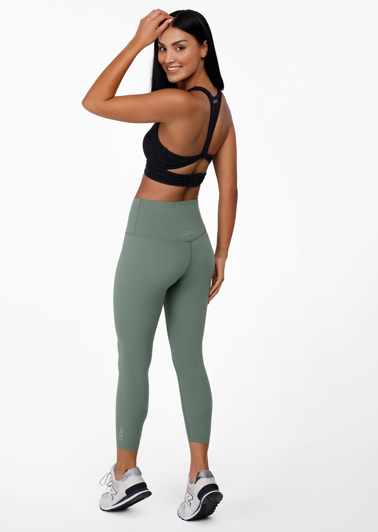 Lorna Jane V Neck Sports Bra - Washed Black