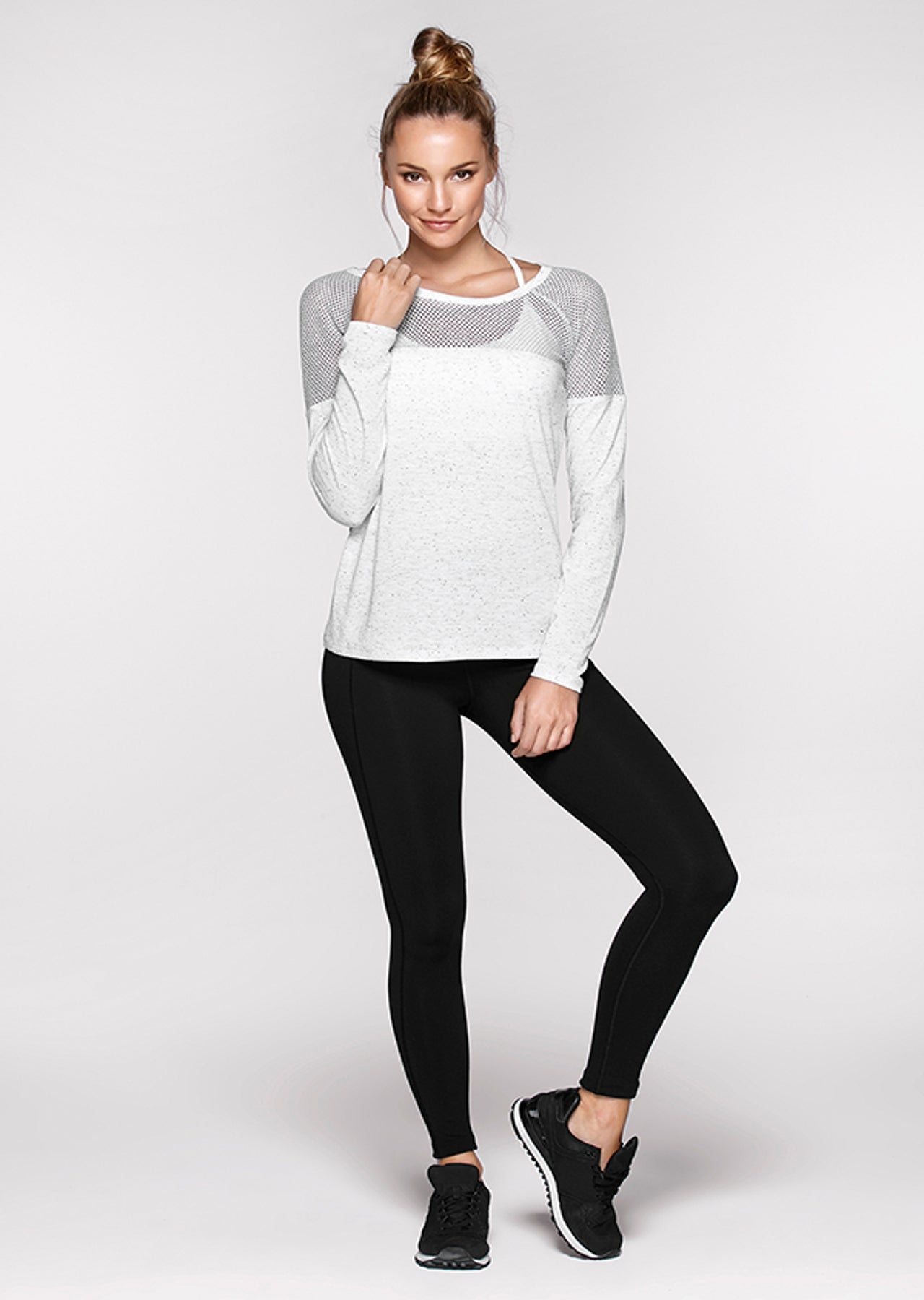 Lorna Jane Valley Long Sleeve Top - Snow Grey Marl