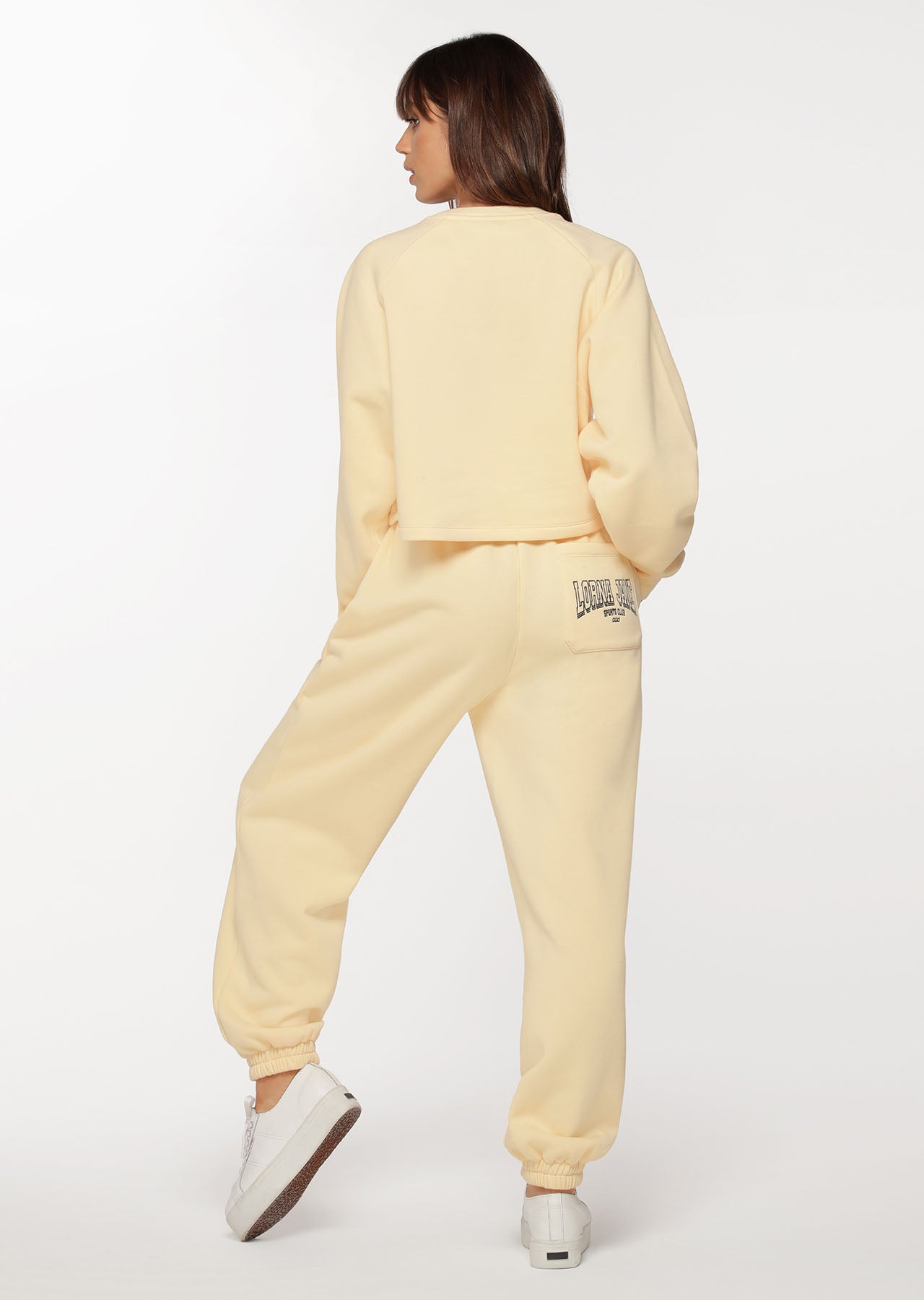 Lorna Jane Varsity Active Crop Sweat - Buttermilk