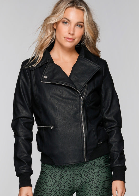 Lorna Jane Vegan Leather Active Jacket - Black