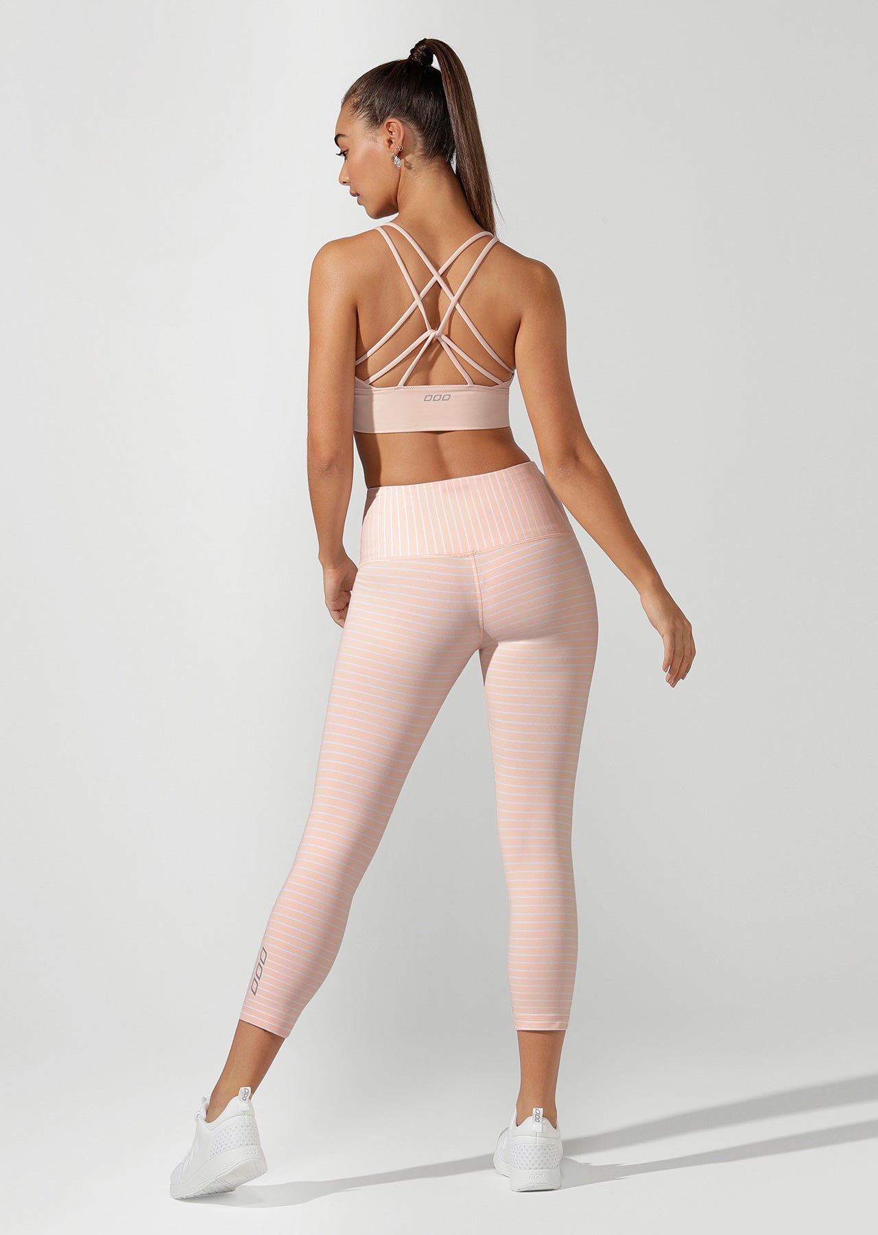 Lorna Jane Venice Core Stripe 7/8 Tight - Petal/White