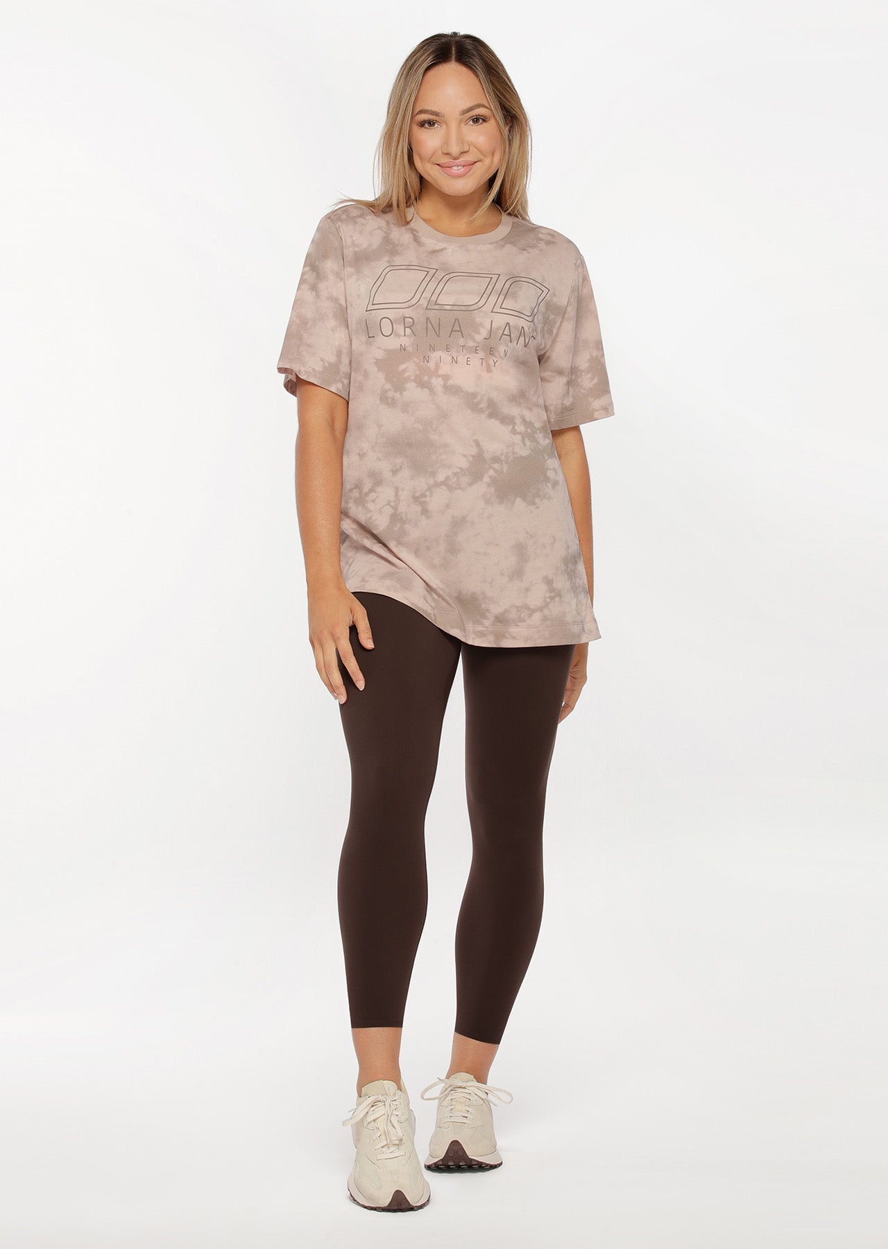 Lorna Jane Vintage Iconic Oversized Tee - Off White / Bone