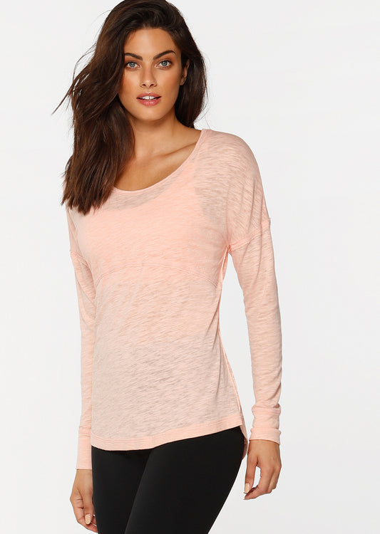 Lorna Jane Vintage LJ Long Sleeve Top - Pink Sand Marl