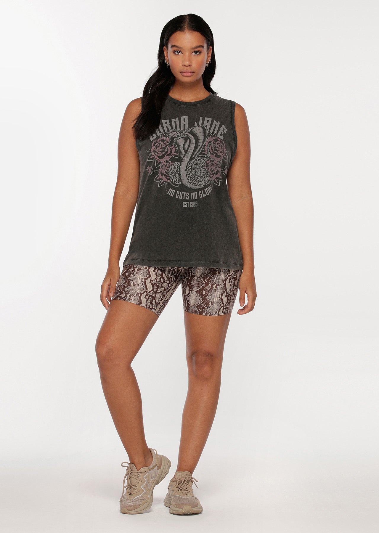 Lorna Jane Viper Muscle Tank - Washed Black