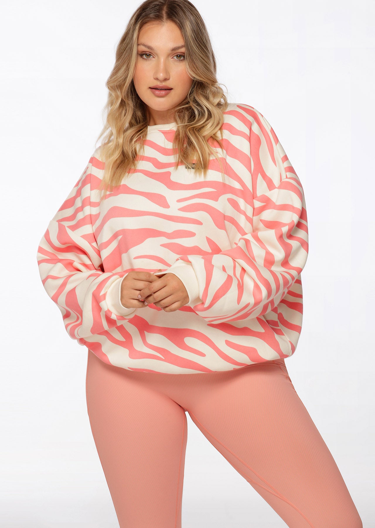 Lorna Jane Voltage Oversized Sweat - Abstract Zebra Print
