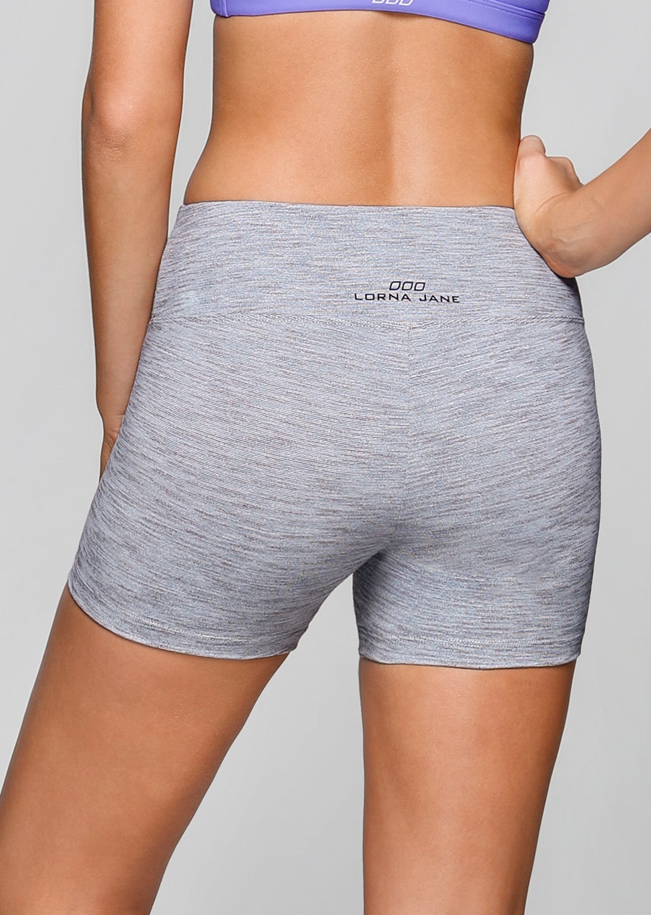 Lorna Jane Workout Core Short Tight - Grey Marl Stripe