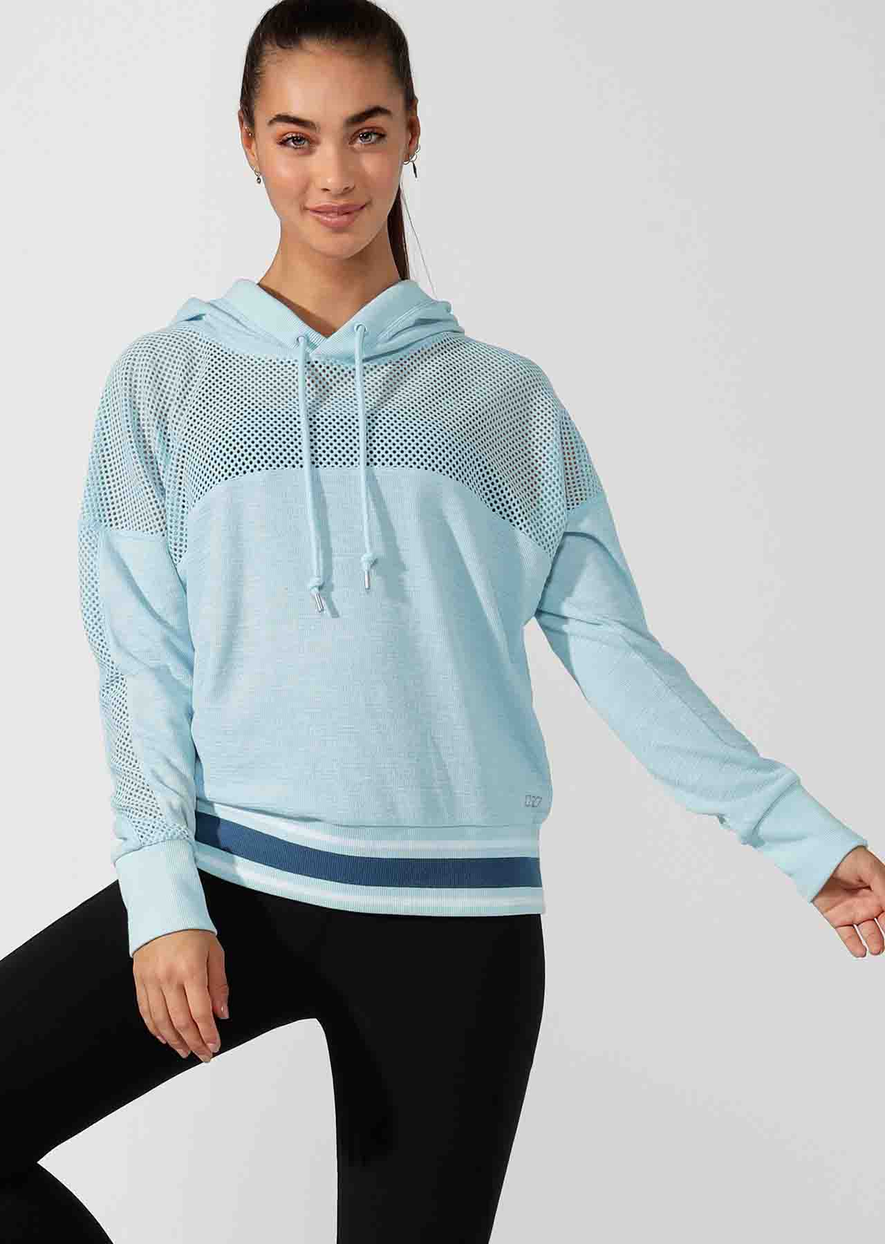 Lorna Jane Workout Mesh Cropped Hoodie - Amalfi