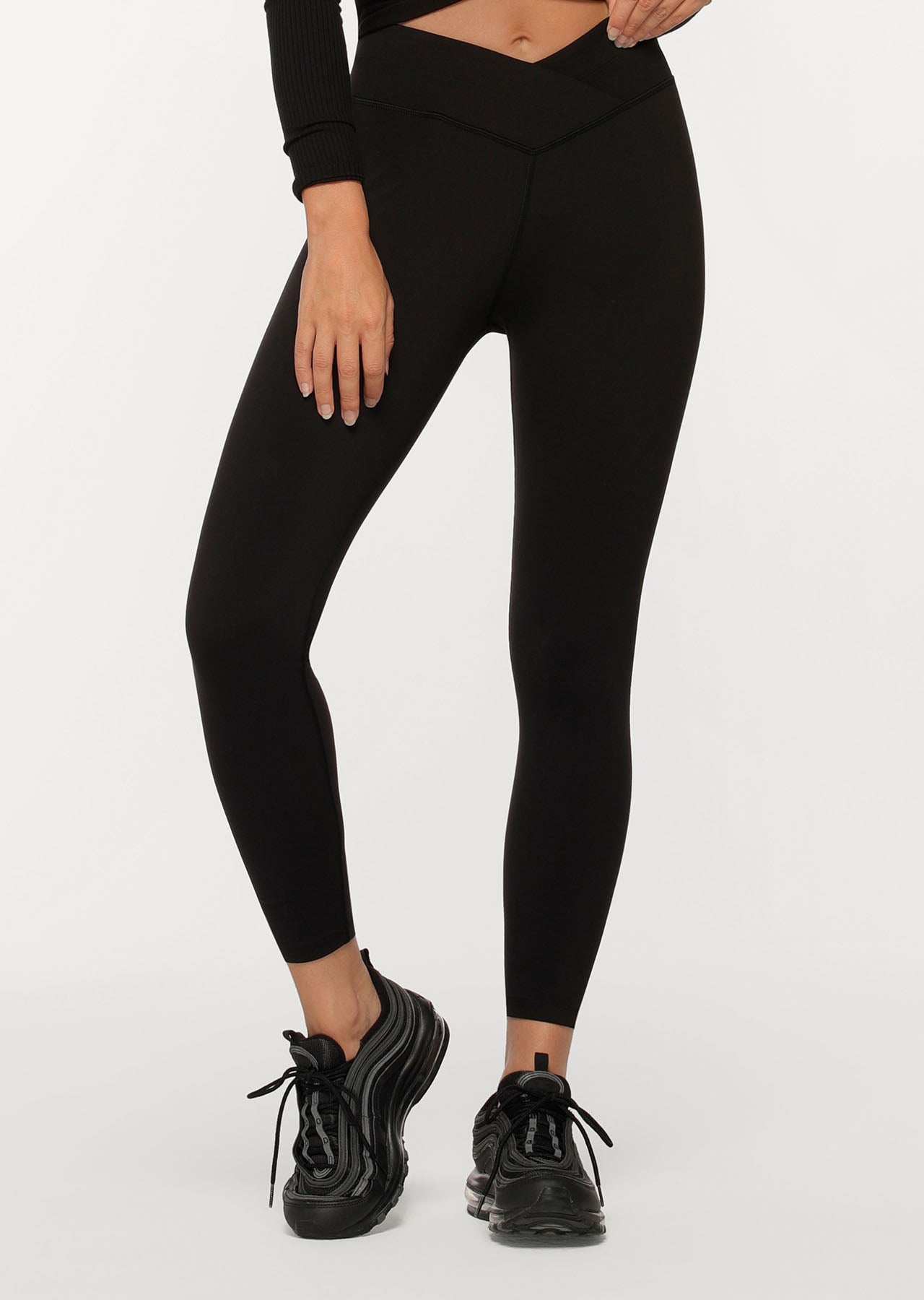 Lorna Jane Wrap Waistband Ankle Biter Leggings - Black