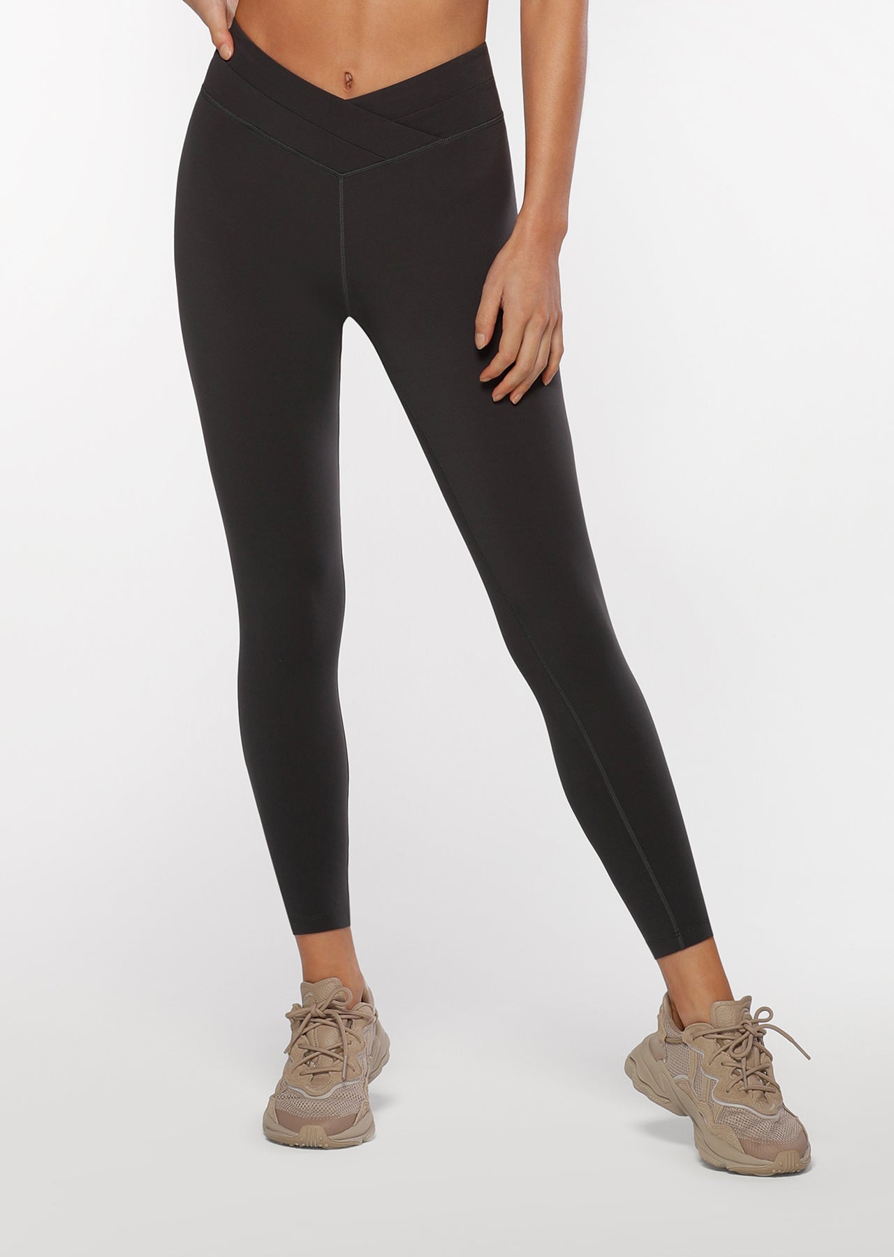 Lorna Jane Wrap Waistband Ankle Biter Leggings - Titanium