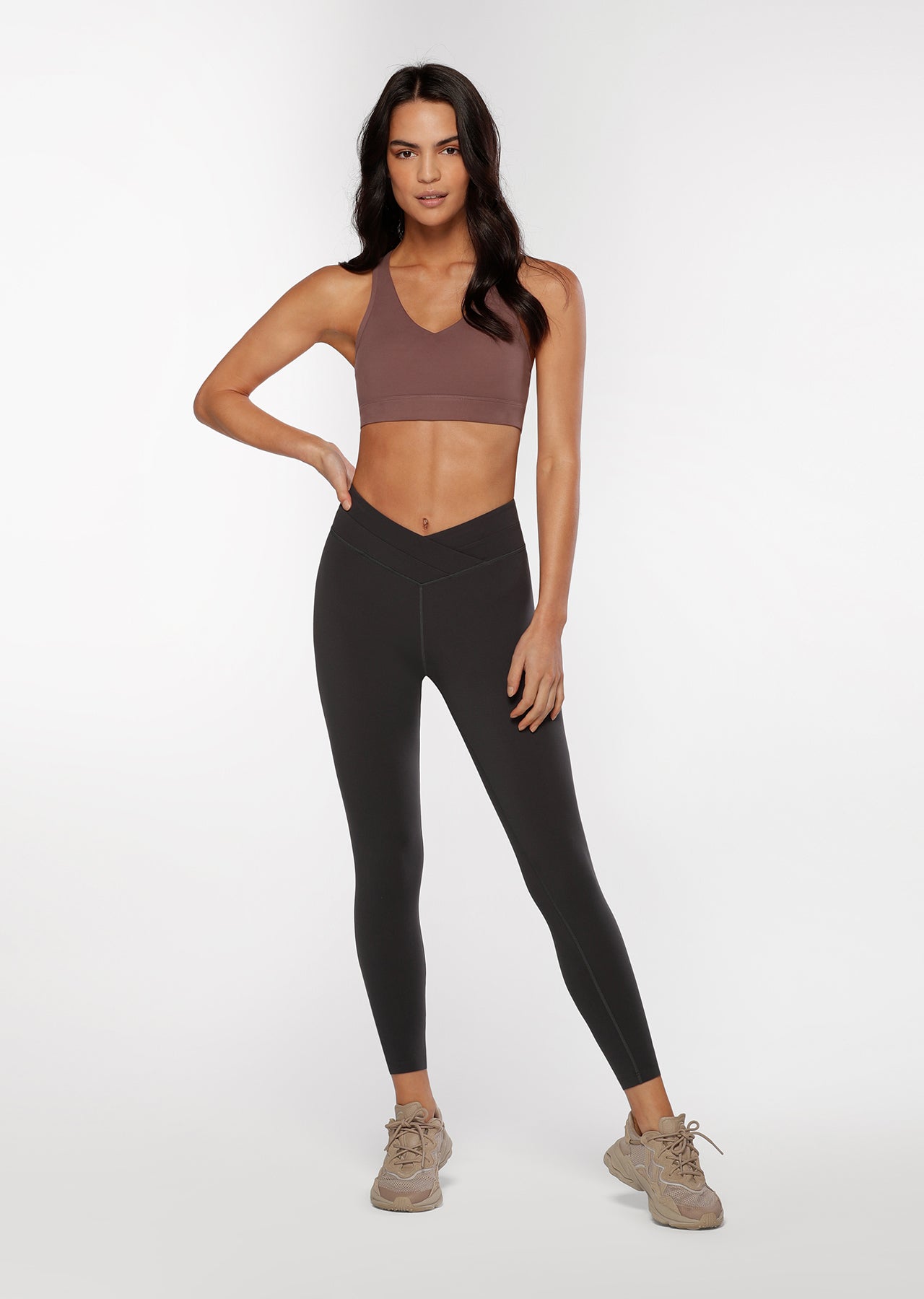 Lorna Jane Wrap Waistband Ankle Biter Leggings - Titanium