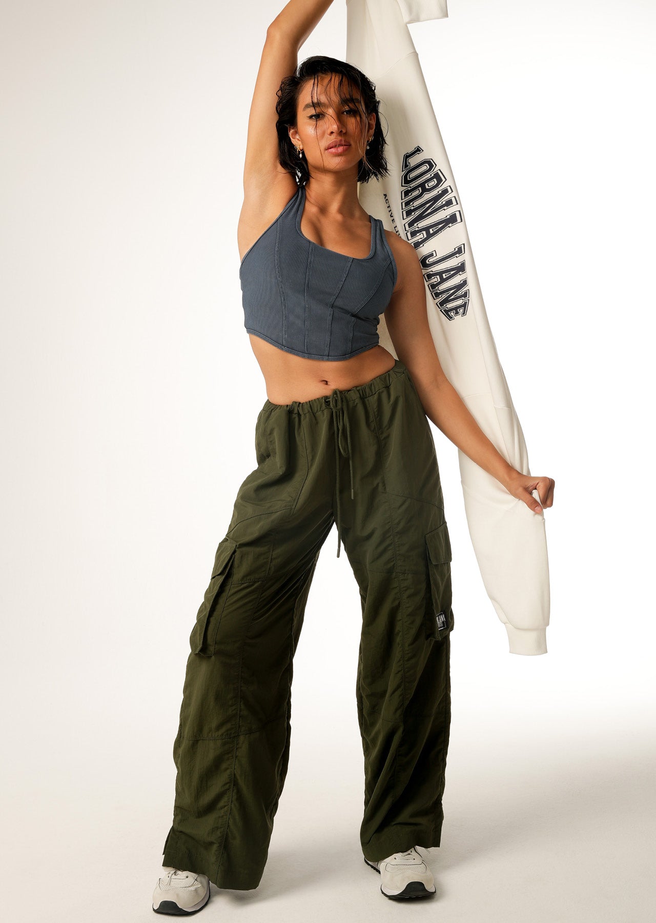 Lorna Jane Y2K Low Rise Oversized Cargo Pants - Luxury Green