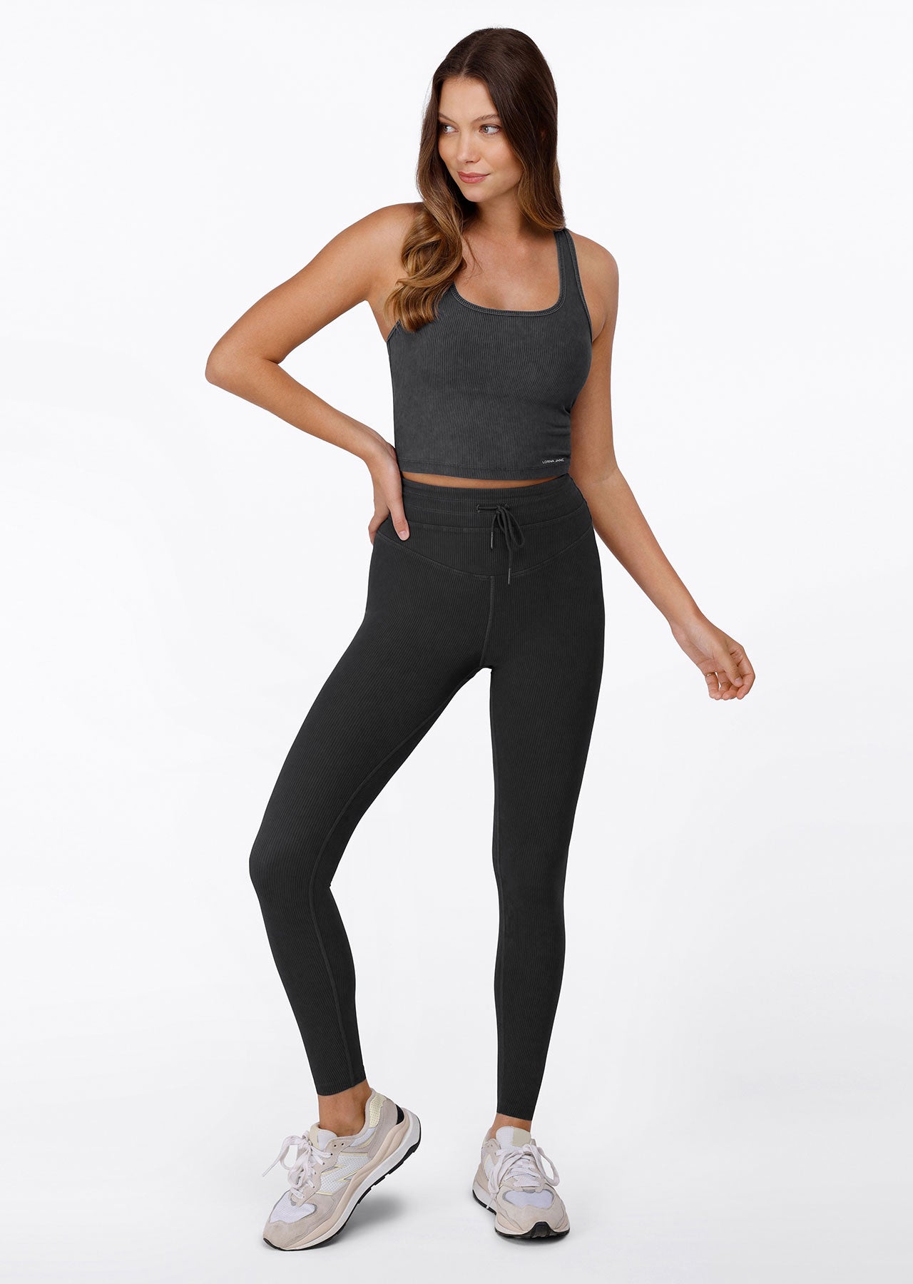 Lorna Jane Yin Washed Rib Active Tank - Washed Black