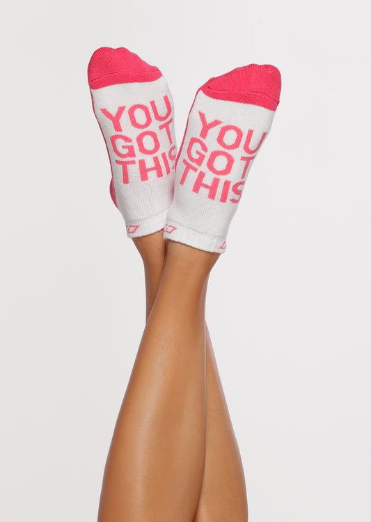 Lorna Jane You Got This Iconic Sock - Neon Raspberry/White