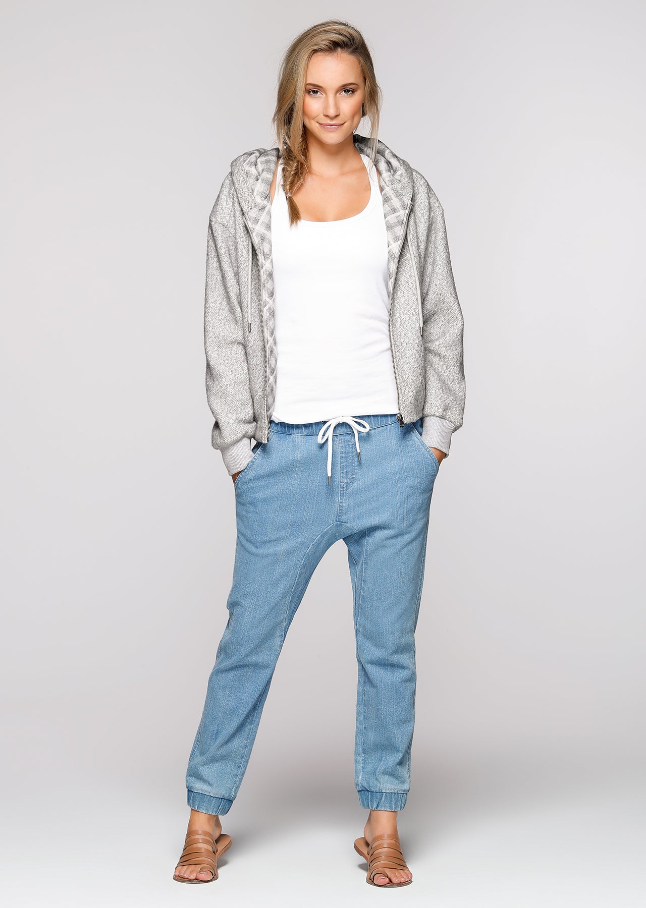 Lorna Jane Zoe Fleece Bomber Jacket - Light Grey Marl